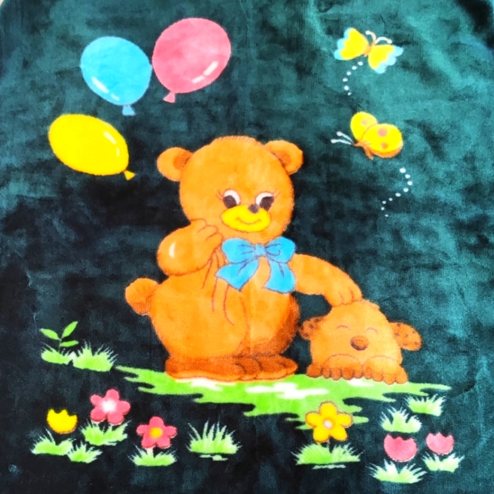 Colorful Vintage Bear and Balloons Kids Blanket